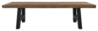 GDF Studio Edward Indoor Light Weight Concrete Dining Bench, Natural Oak