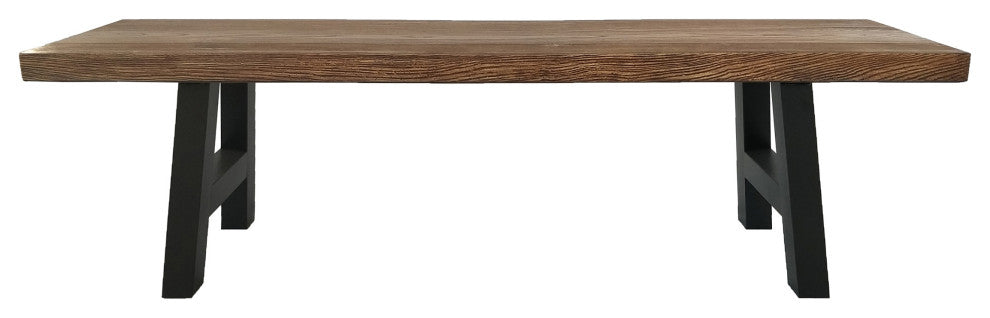 GDF Studio Edward Indoor Light Weight Concrete Dining Bench, Natural Oak