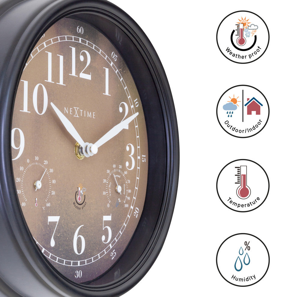 Jasmine 9.25 Inch Weatherstation Outdoor Wall Clock
