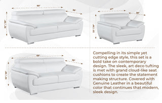 Nestore Premium Genuine Leather Match Loveseat Gray