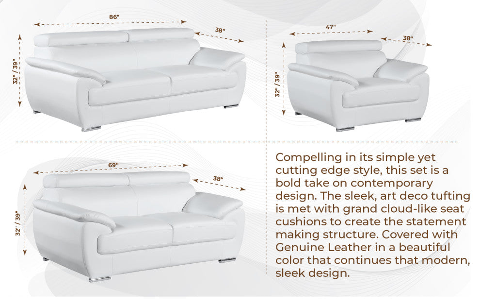 Nestore Premium Genuine Leather Match Loveseat Gray