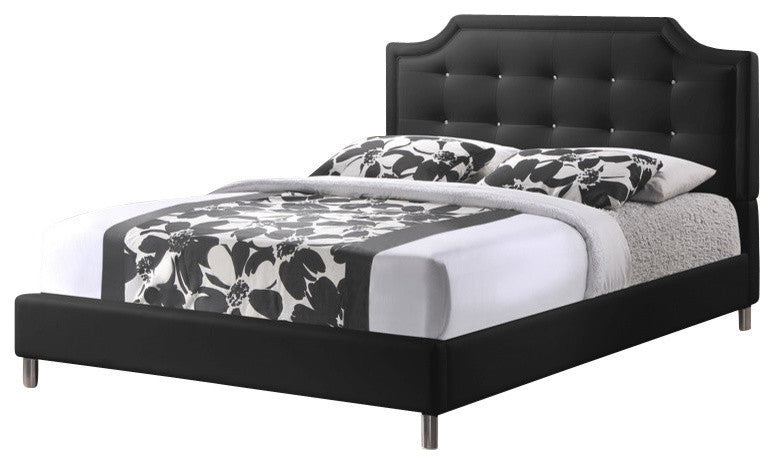 Baxton Studio Carlotta Black Modern Bed With Upholstered Headboard, Queen