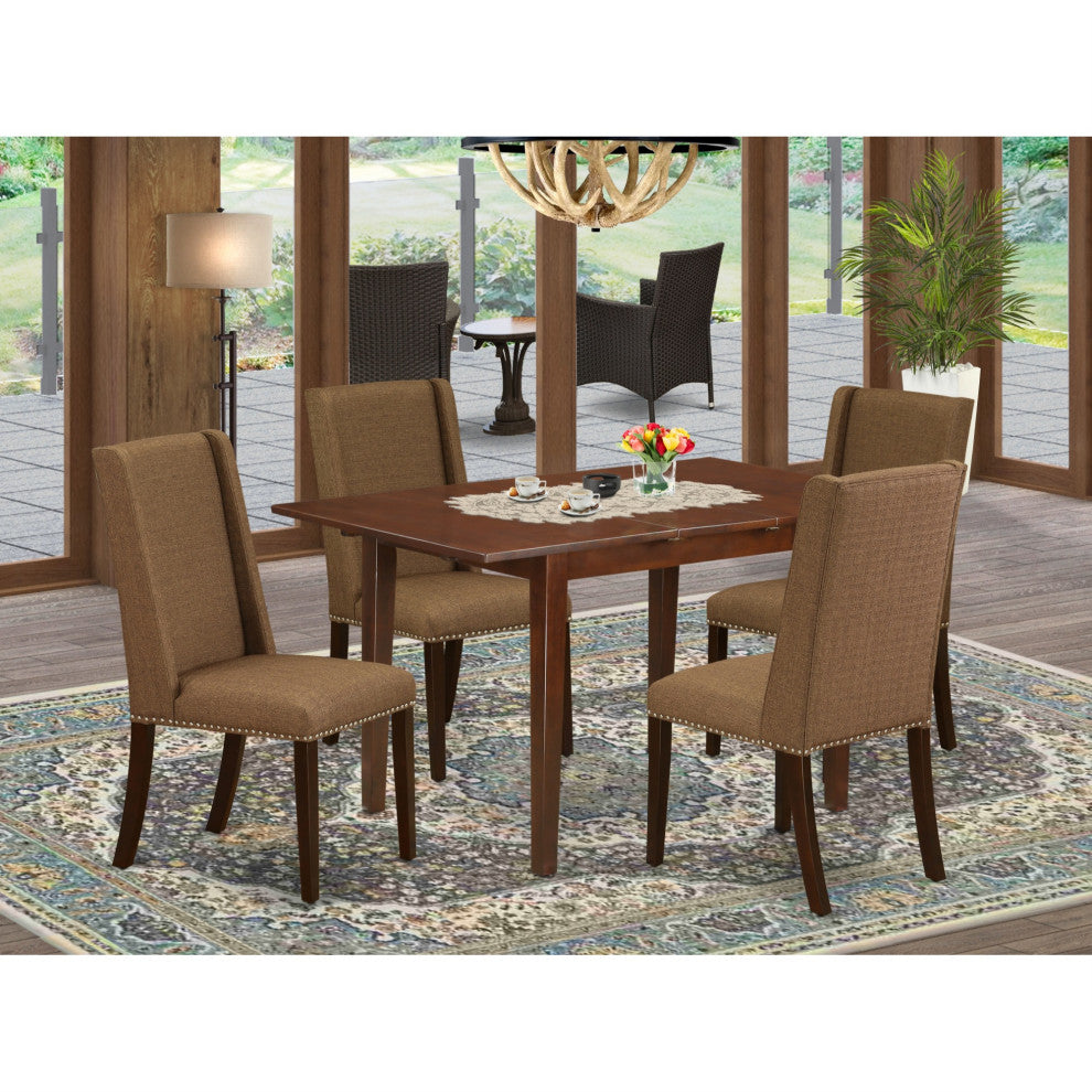 5-Piece Small Table Set, 4 Chairs and Table Solid Wood, Mahogany