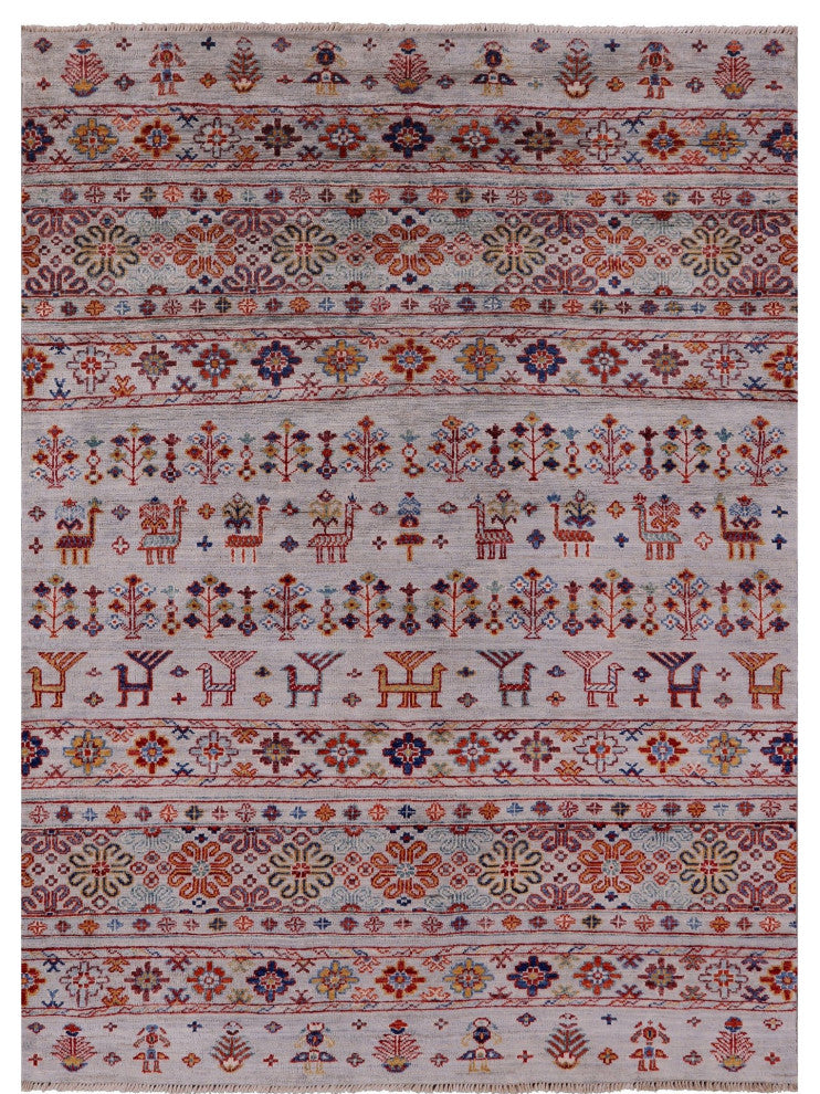 4' 8" X 6' 6" Tribal Persian Gabbeh Hand Knotted Rug Q5671