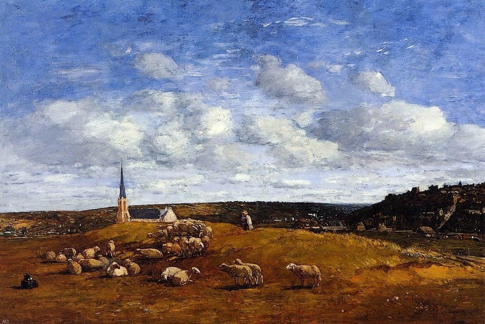Eugene-Louis Boudin Landscape near Deauville, 18"x27" Gallery Wrapped Canvas