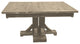 Barnwood Style Timber Peg Pedestal Extension Table, Frost, 3-Leaf 42" X 84"