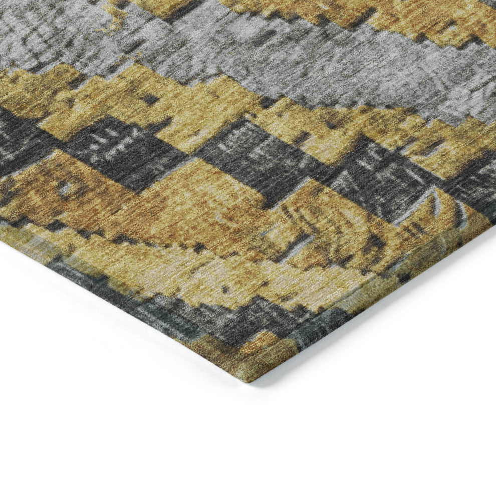 Machine Washable Indoor/Outdoor Chantille ACN1890 Gold 10' x 14' Rug