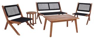 Safavieh Kobina 5 Piece Outdoor Living Set, Natural/Black Rope