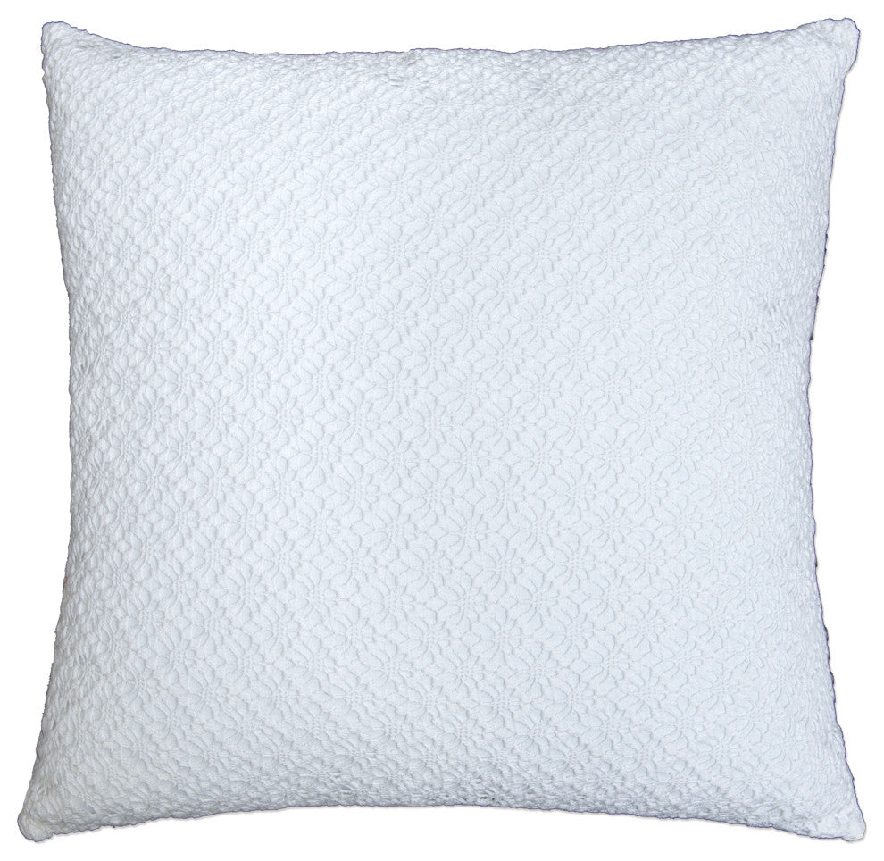 Crochet Envy 24x24 Linea Pillow, White