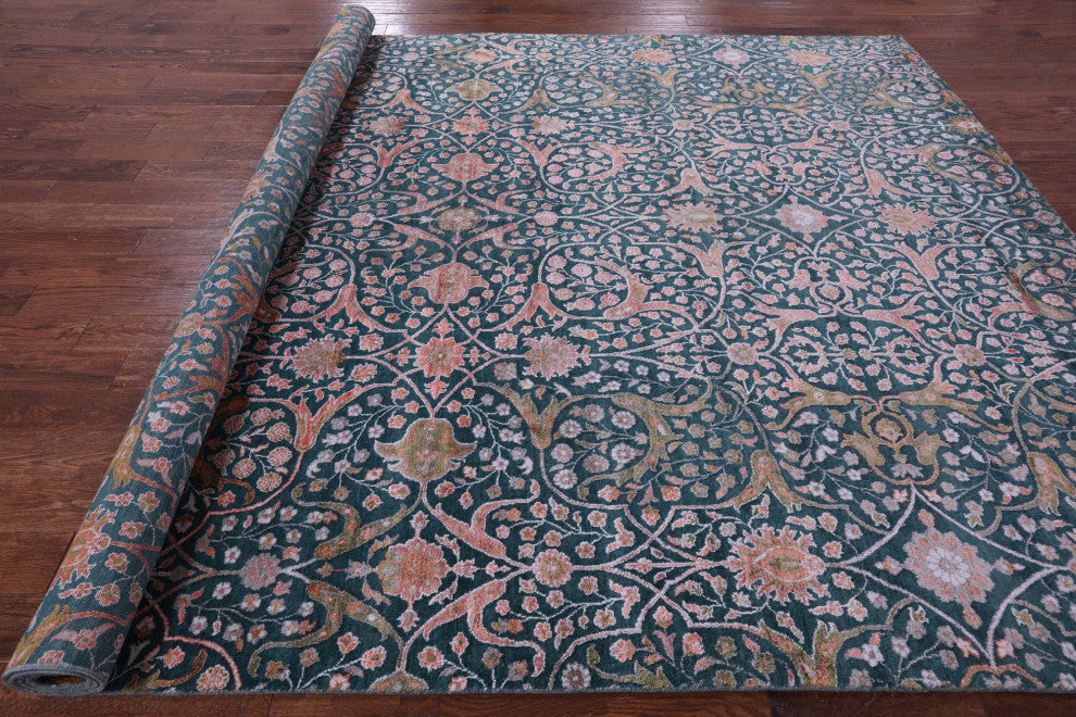 9' 0" X 12' 2" Modern Hand Knotted Wool & Silk Rug - Q15531