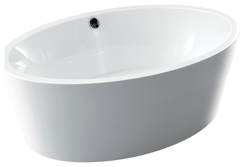 67" Acrylic Roll-Top Flatbottom Non-Whirlpool Bathtub, White