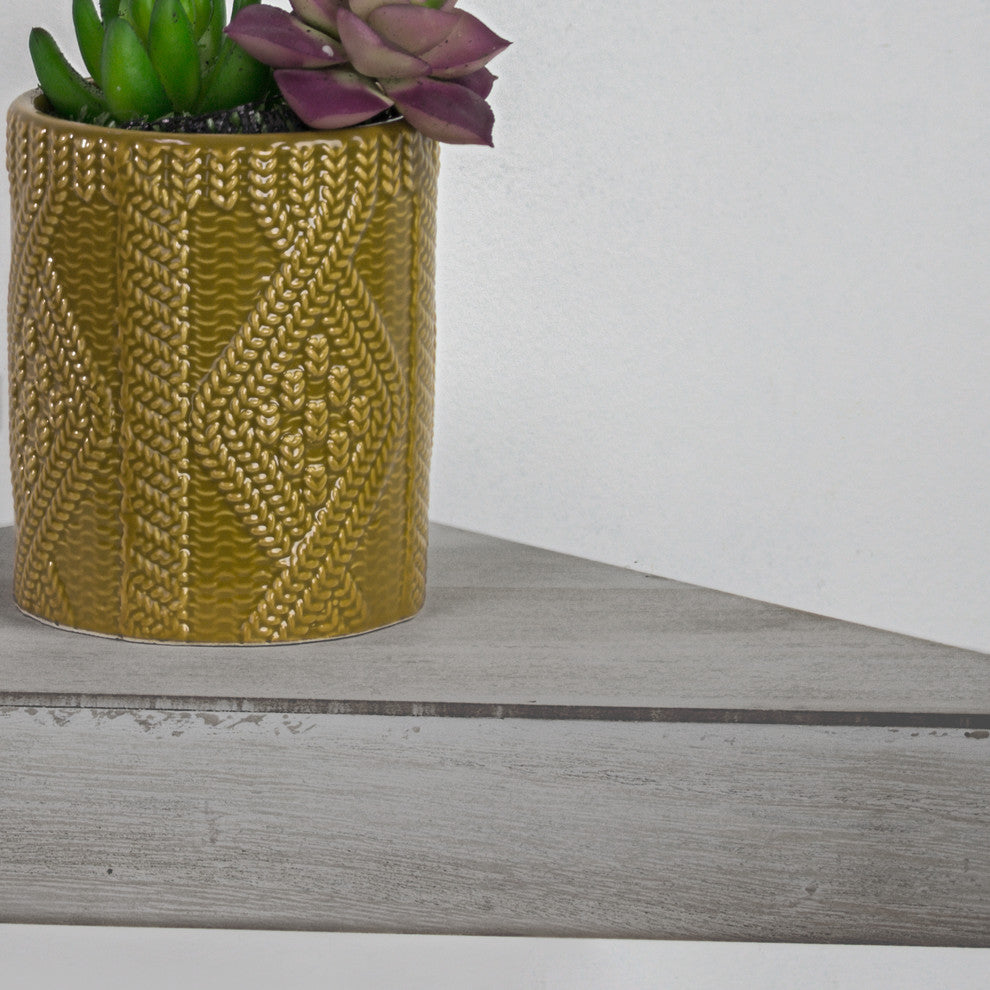 Rustic Wood Floating Corner Shelves (Set of 2) - Grey