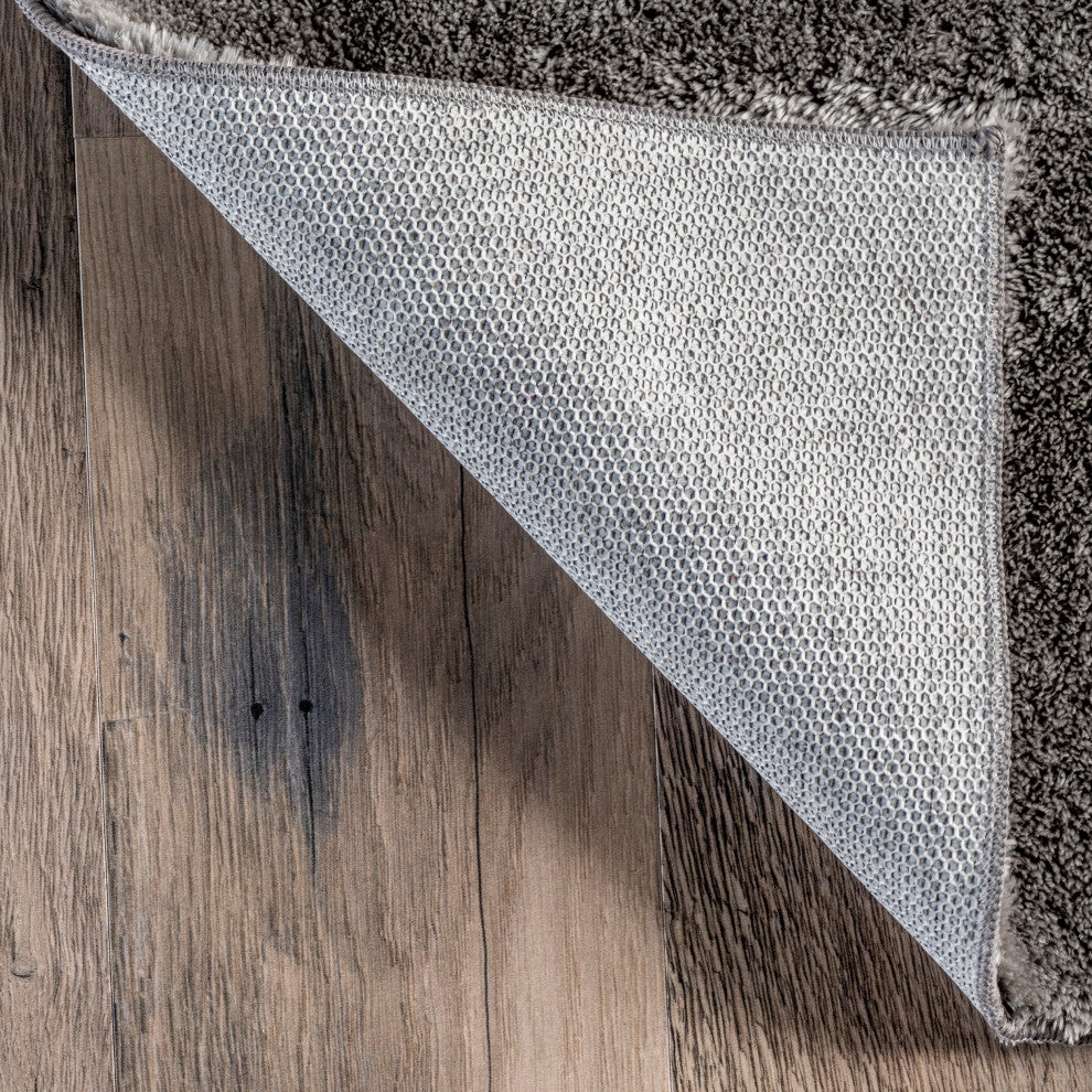 nuLOOM Loni Solid Machine Washable Shag Area Rug, Dark Grey, 2'6"x10'
