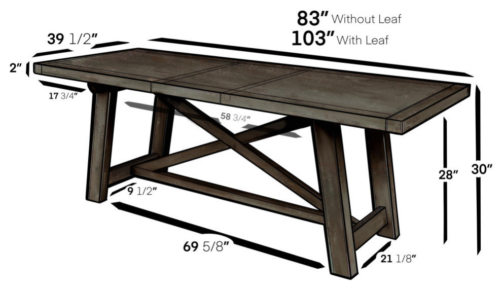 Newberry Extension Dining Table, Salvaged Grey