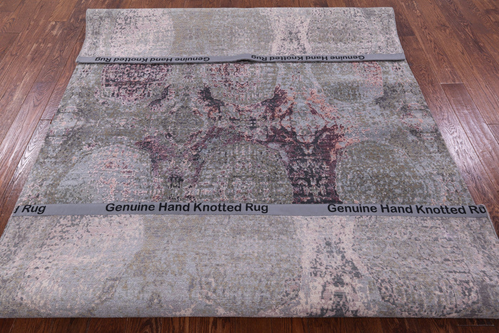 Wool & Silk Hand-Knotted Abstract Rug 6' 5" X 10' 0" - Q13089