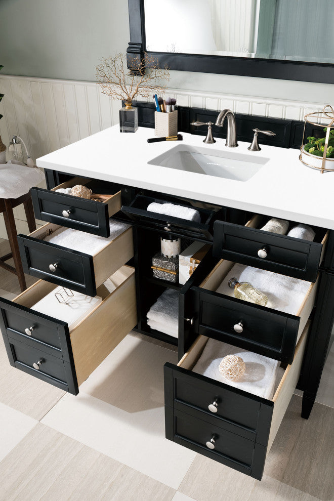 Brittany 48" Black Onyx Single Vanity, White Zeus Quartz