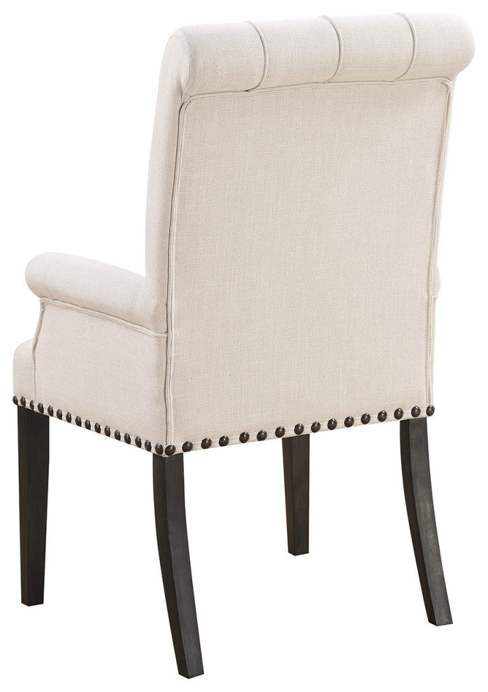 Fabric Dining Arm Chair, Beige Finsih