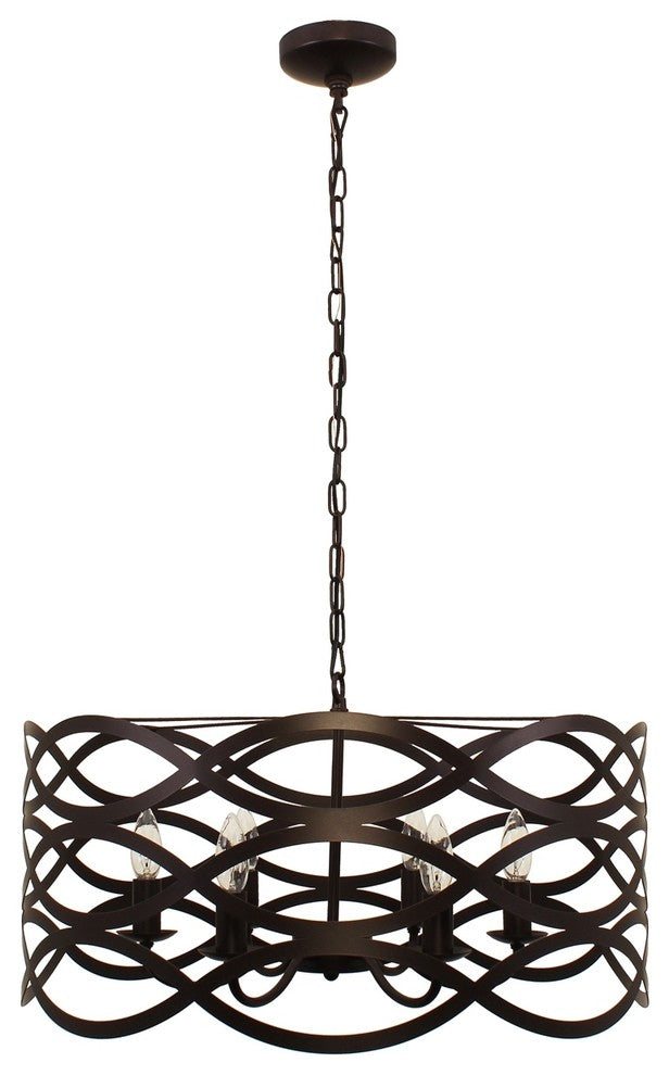 Chloe Lighting Transitional 6 Light Oil Rubbed Bronze Ceiling Pendant, 24"