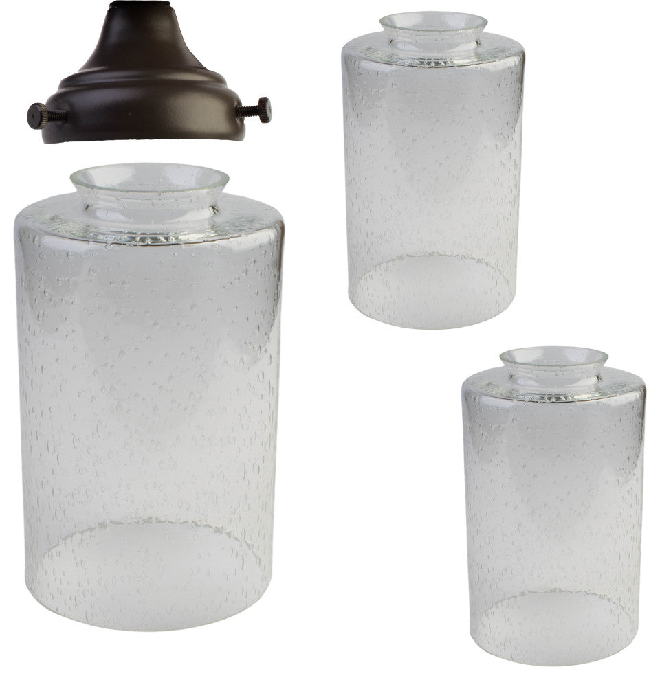 3 Pack Bubble Glass Shade screw fixed Clear Seeded for ceiling fan light fixture