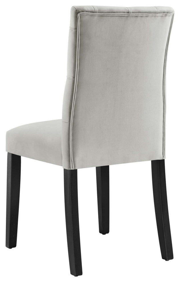 Side Dining Chair, Set of 2, Gray, Velvet, Modern, Cafe Bistro Hospitality