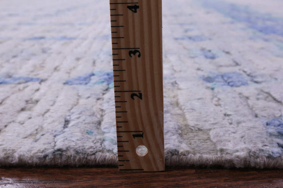 8' 8" X 12' 7" Wool and Silk Modern Hand Knotted Rug Q9040