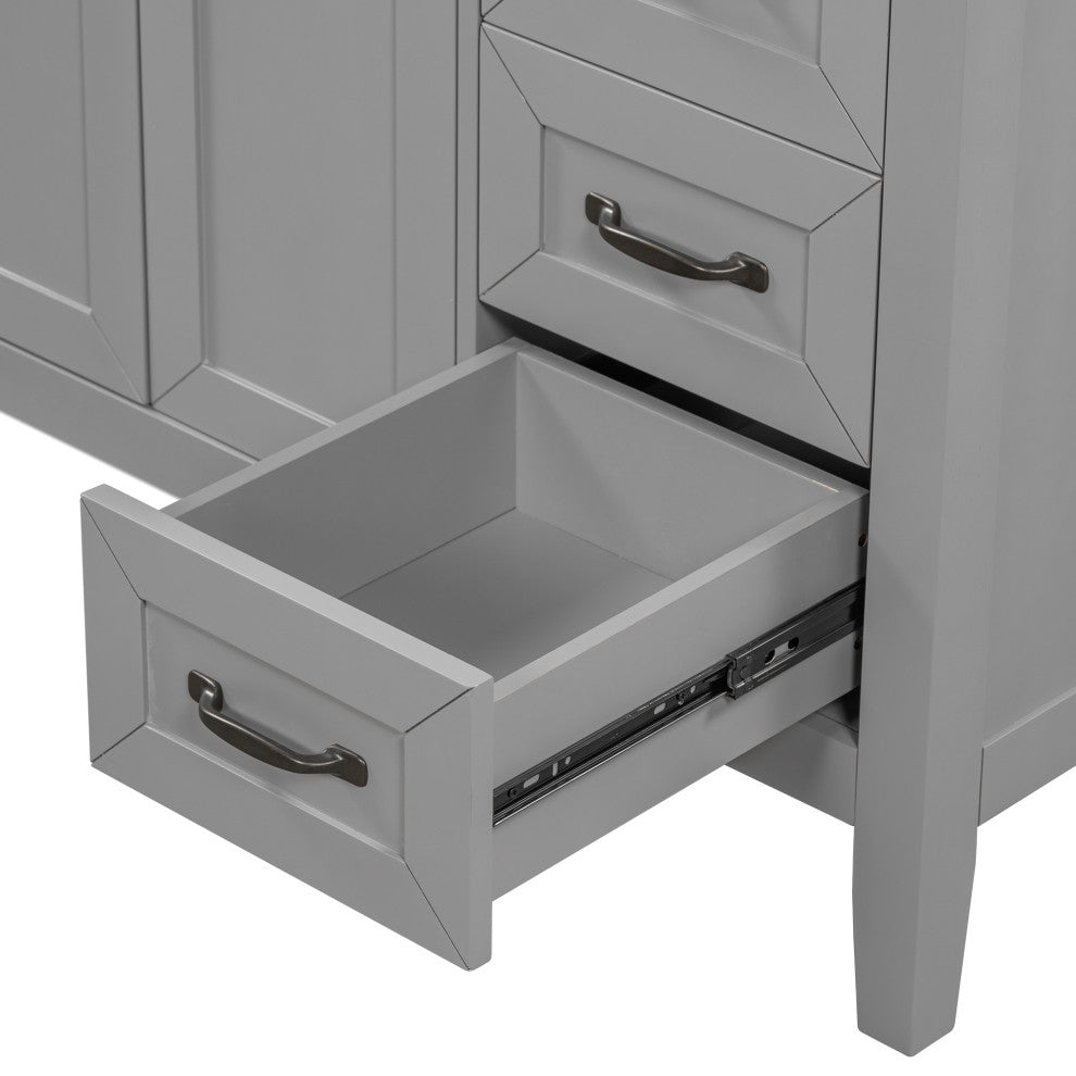 36 in. Freestanding Bathroom Vanity Set with Ceramic Integrated Single Sink, Grey