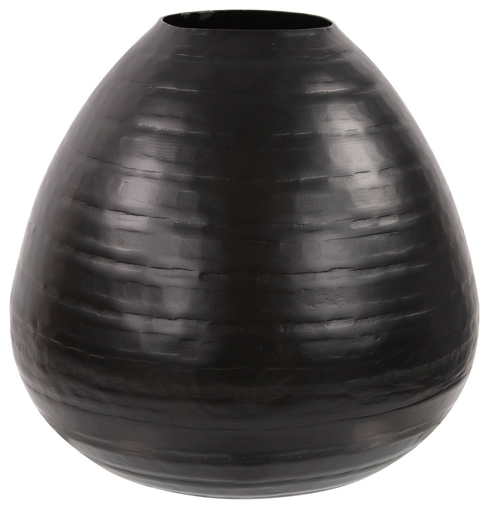 Chiseled Black Teardrop Vase, Medium