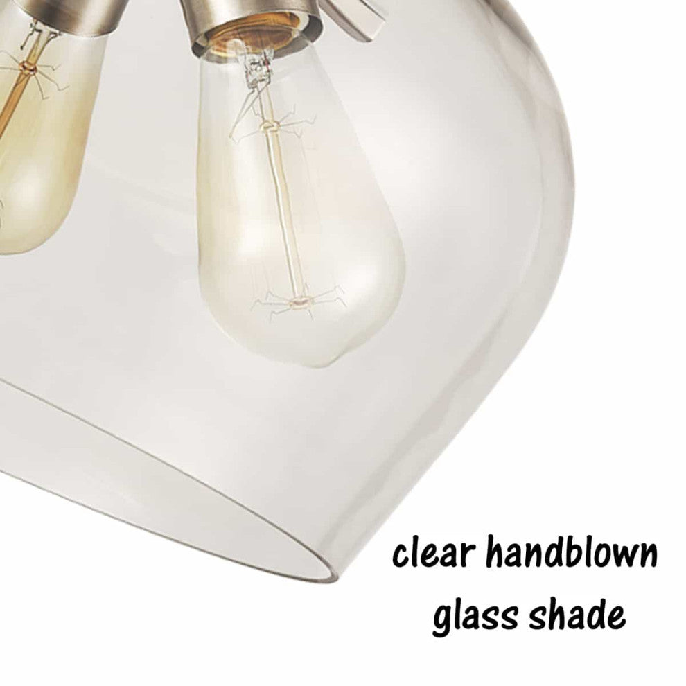 3-Light Glass Ceiling Lights, Brushed Nickel