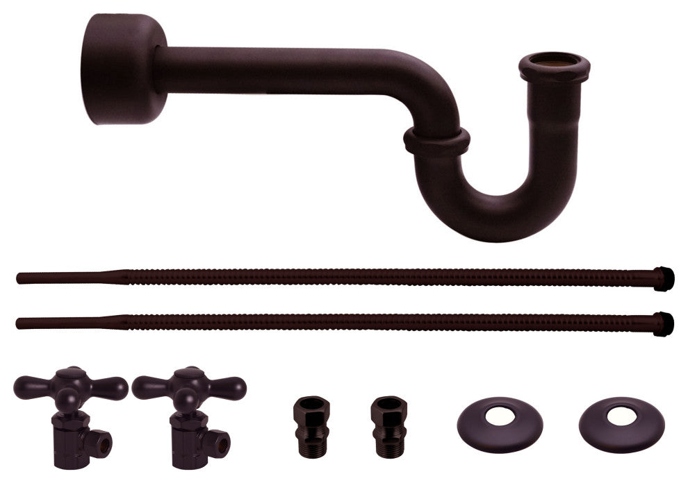 Victorian Pedestal Lavatory Kit - Cross Handles In Polished Brass, Oil Rubbed Bronze