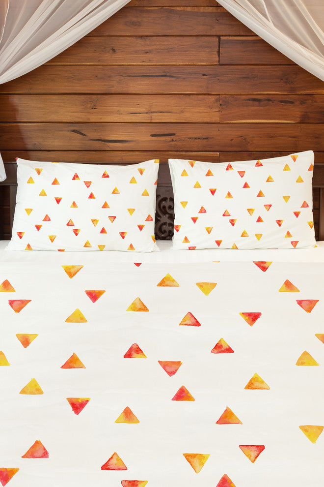 Timeless Triangles, Orange Lightweight Full Queen Duvet Cover