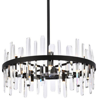 Elegant Lighting 2200D25 Serena 14 Light 25"W Crystal Drum - Black