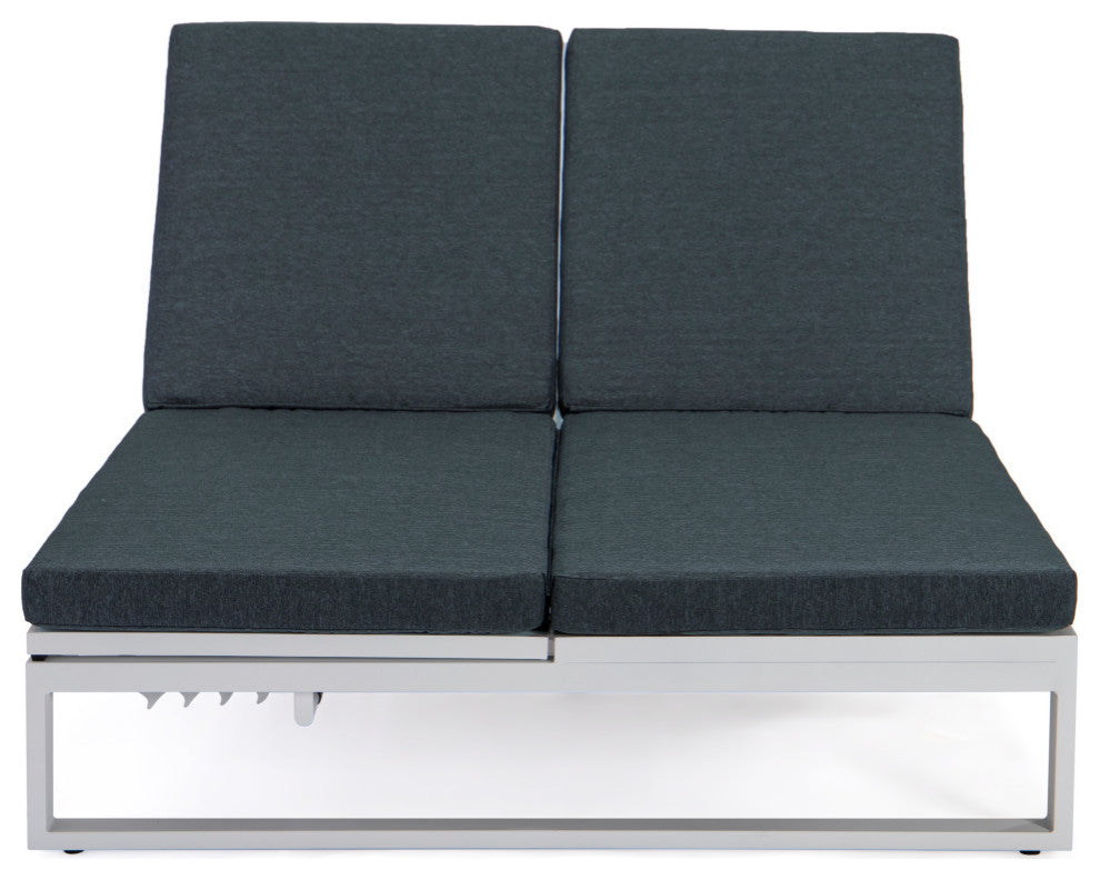 LeisureMod Chelsea Convertible 2-in-1 Sofa and Double Chaise Lounge, Black