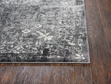 Panache PN6971 Gray Central Medallion Floral Area Rug, Rectangular 6'7"x9'6"