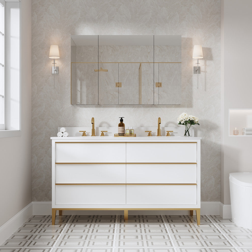 Recessed/Surface Mount Bathroom Medicine Cabinet, Reverse Installation, 48"x30"