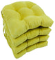 16" Solid Micro Suede U-Shaped Tufted Chair Cushions, Set of 4, Mojito Lime