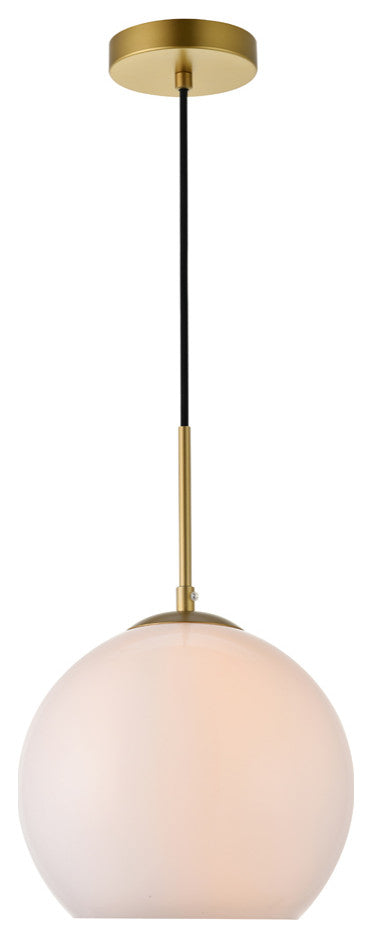 Baxter 1 Light Pendant in Brass And Frosted White