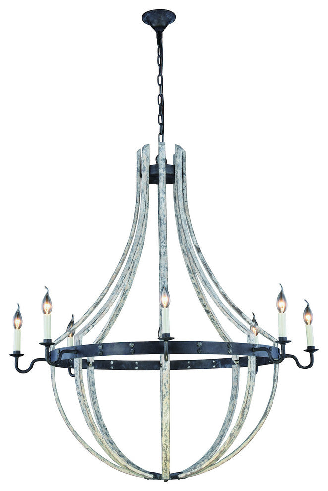 Elegant Lighting Woodland Collection Chandelier, Ivory Wash/Steel Gray