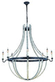 Elegant Lighting Woodland Collection Chandelier, Ivory Wash/Steel Gray
