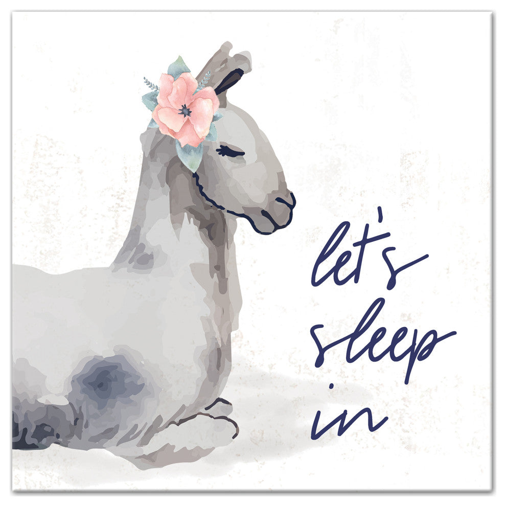 Let's Sleep In Llama 12x12 Canvas Wall Art