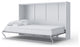 Contempo Horizontal Wall Bed, European Twin Size with a cabinet on top, White