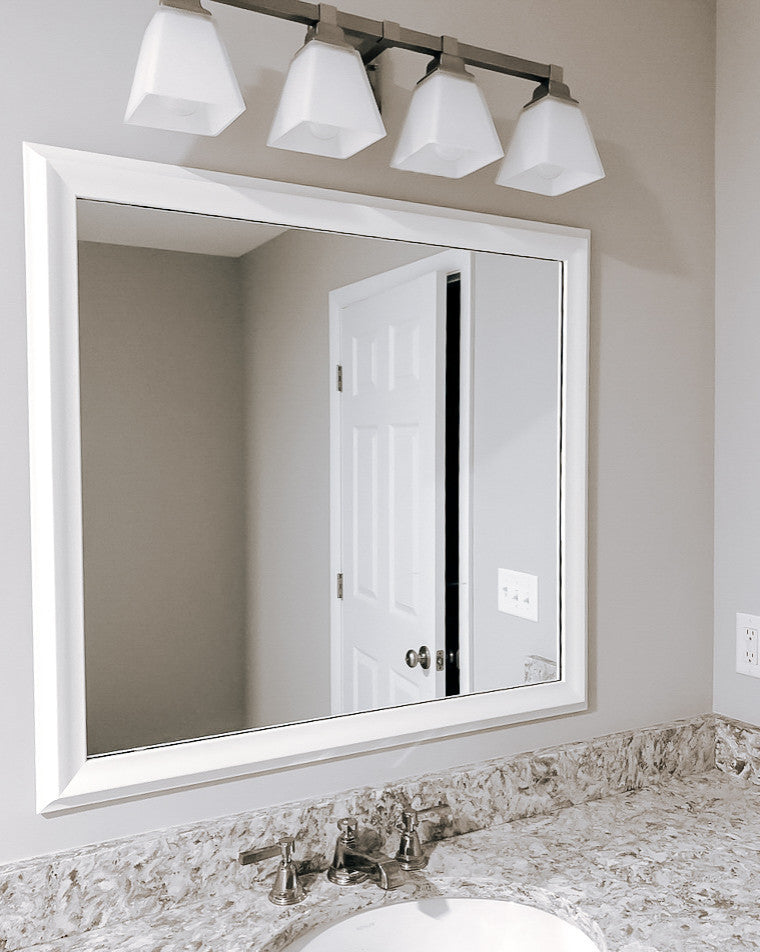 Woodford Framed Wall Mirror, White, 28" X 24"