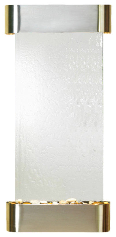 Cascade Springs Water Fountain, Silver Mirror, Stainless Steel, Round