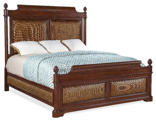 Charleston King Cane Wood Panel Bed in Cherry Brown by Hooker Furniture