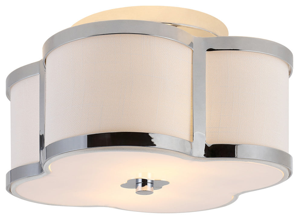 Quatrefoil 13" Scalloped Shade Metal Classic Glam LED Flush Mount, Chrome