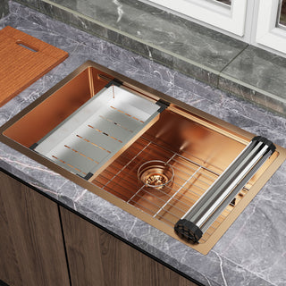 HIGOLD 30 inch Workstation Kitchen Sink with Cutting board, Rose Gold