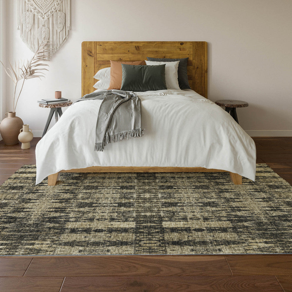 Premium Machine Washable Mayfield AMF580 Black 2'6" x 3'10" Rug