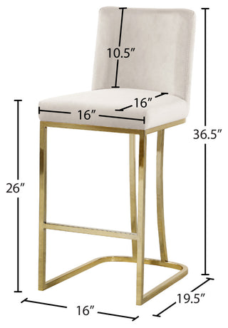 Heidi Upholstered Counter Stool, Cream, Gold, Velvet