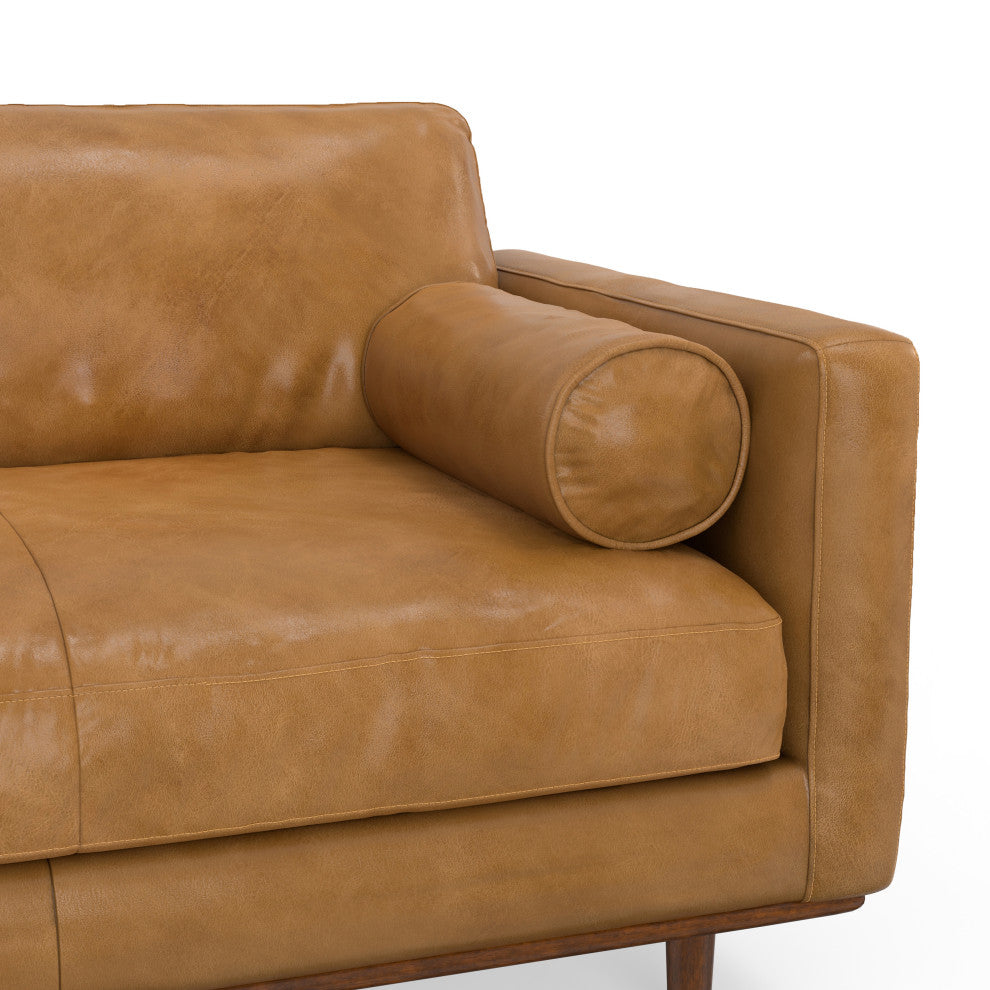 Morrison Mid Century Left Sectional Wide Sofa Tightly Woven Performance Fabric, Sienna