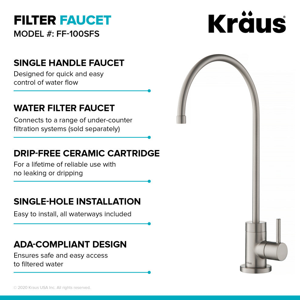 KRAUS Purita 2-Stage Filtration System w/ Drinking Water Filter Faucet SFS
