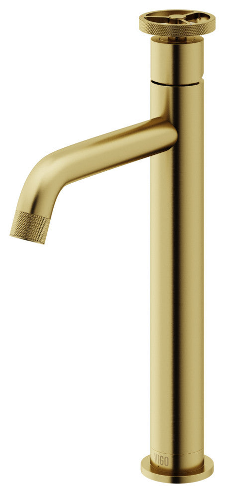 VIGO Cass 12" H Single Handle Single Hole Bathroom Vessel Faucet, Matte Brushed Gold